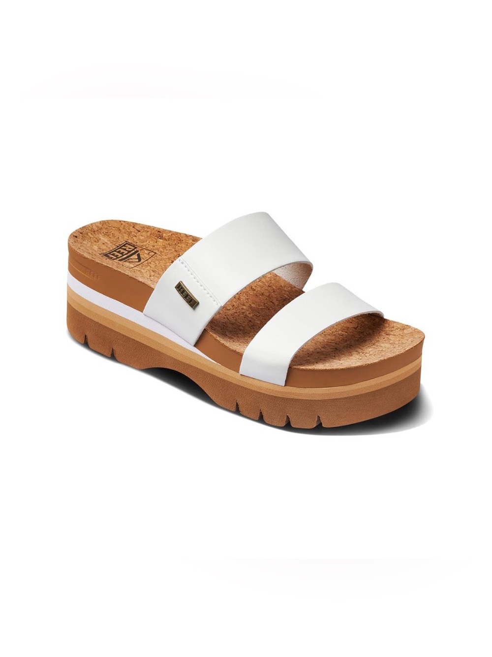 REEF Cushion Vista Higher Platform Sandal Comfy Women 7 White Coastal Boho Beach